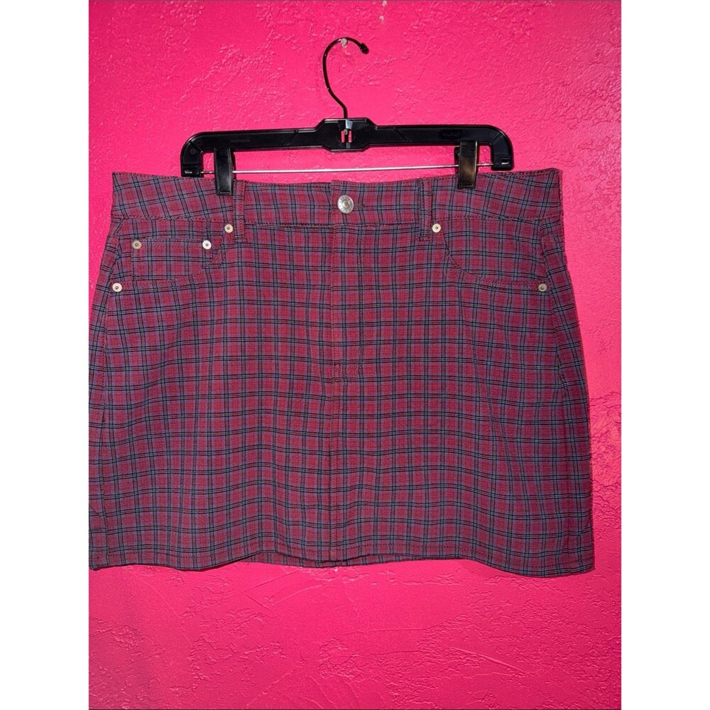 American Eagle Outfitters Red and blue Plaid Mini Skirt. Sz 16. Academia. Preppy